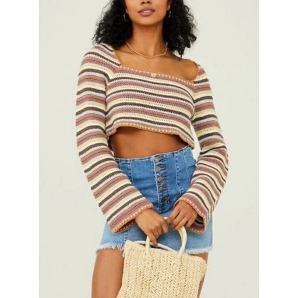 Altar'd State Crochet Multicolor Layla Crop Top XL Boho  Cottagecore Festival